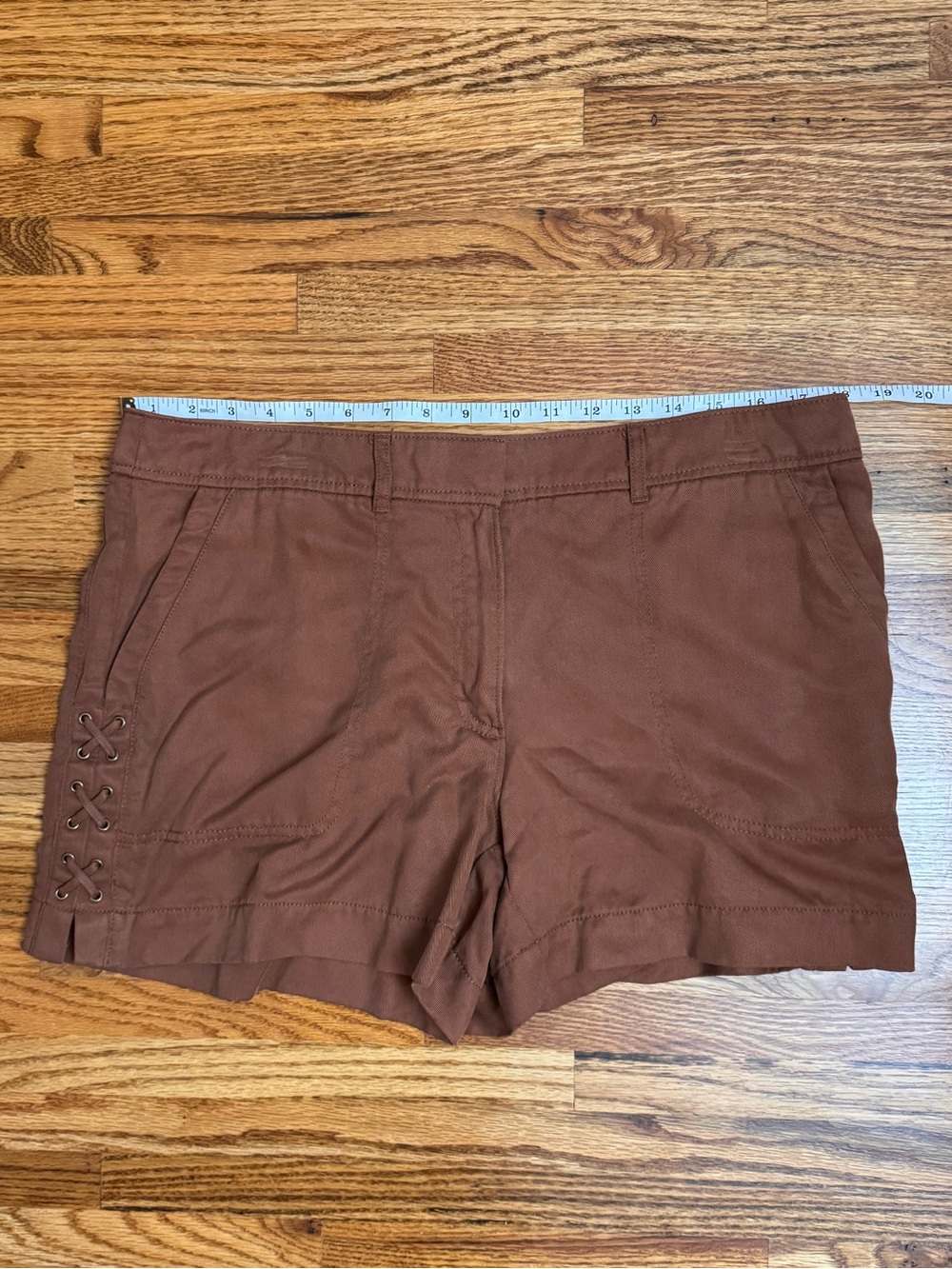 White House Black Market Brown Lace-Up Side Shorts